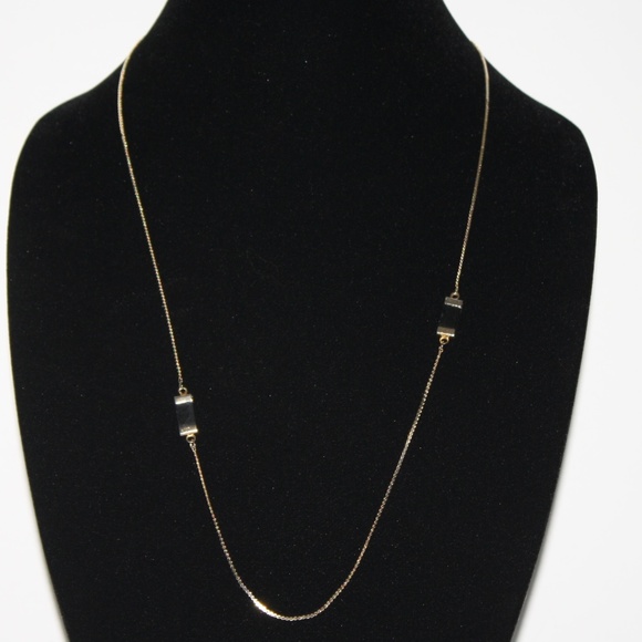 Vintage Jewelry - Vintage gold and onyx necklace 26"